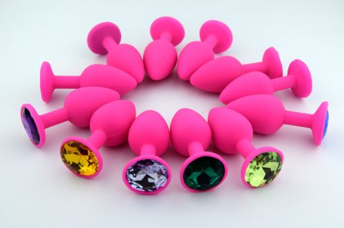 Silicone butt plug with jewel end - SMALL