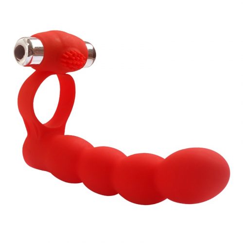 Vibrating Silicone Cockring Double Penetrator